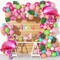136Pcs Tropical Balloon Arch Garland Kit, Flamingo Luau Balloons of Hot Pink Rose Gold Fruit Green Blue & Palm Leaves for Tropical Party Decorations Hawaiian Aloha Birthday Wedding Decor